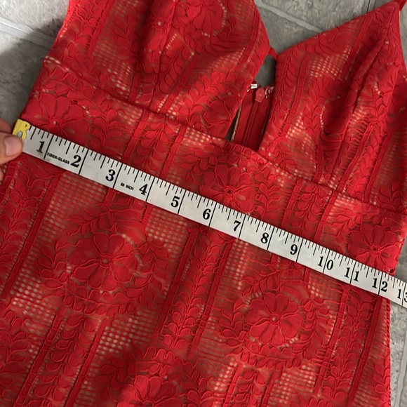 Lulus Avianna Red & Nude Lace Bodycon mini Dress, Size XS Cocktail sleeveless - Picture 11 of 16